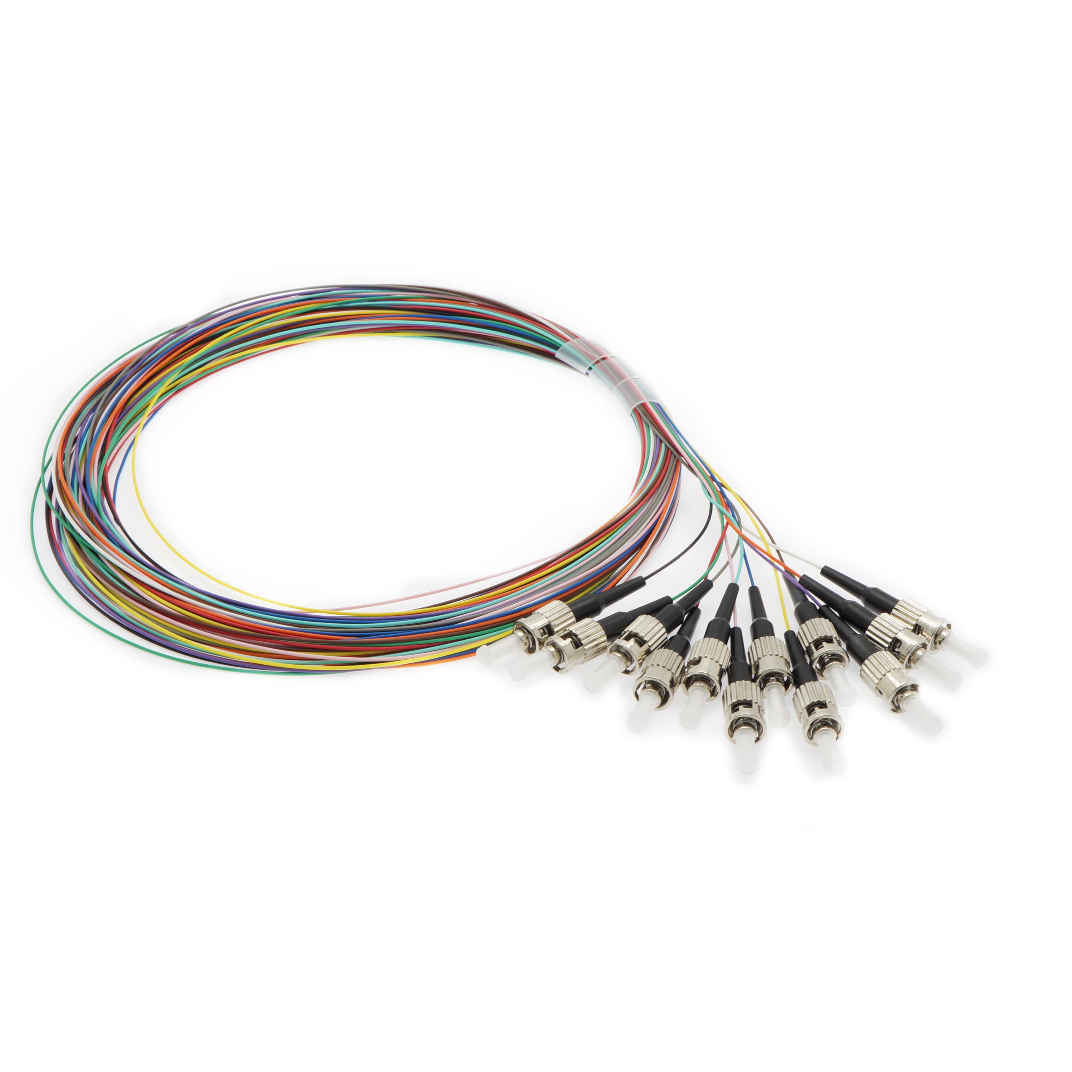 12-Pack 3m ST/UPC Singlemode LSZH 0.9mm Multicolor Pigtail 12-Pack 3m ST/UPC Singlemode LSZH 0.9mm Multicolor Pigtail